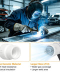 Welder using Ceramic TIG Welding Cup Kit, 5 Pack Size 12 With 3 32 Diffuser in auto repair shop, showing wider gas coverage