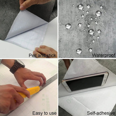 Peel And Stick Wide Gray Concrete Wallpaper Thickened Matte Vinyl Wall Covering Waterproof And Oil Resistant Cement Texture For Home Office Store Rental Industrial Look with self-adhesive and waterproof features.