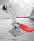 Beefy Heavy Duty Horizontal Toggle Clamp with Galvanized Iron Construction for Quick Rock Solid Hold and Stable Clamping Power.