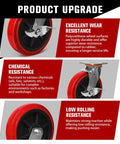 8 By 2 Inch Heavy Duty Polyurethane Caster Wheels Set Of 4 Industrial Rolling Casters, showing excellent wear resistance and low rolling resistance.