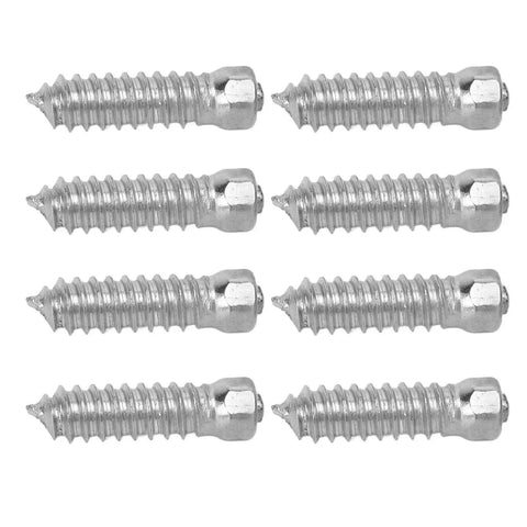 Rock Solid M6x6mm Snow Tire Studs Featuring Tungsten Steel Anti Skid Spikes and Heavy Duty Screws set of 8 metal tire studs.