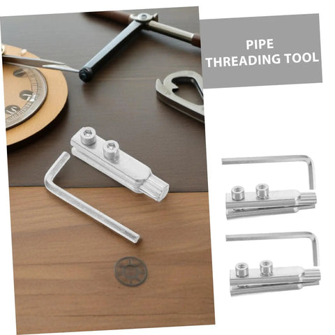 Grab This Epic Broken Valve Screw Extractor Kit That Lets You Pull Damaged Threads From Water Pipes Like A Pro With Ease, Precision And Zero Hassle In One Handy 2 Pc Set For All Your DIY Plumbing Jobs. silver 2-piece pipe threading tool with hex keys