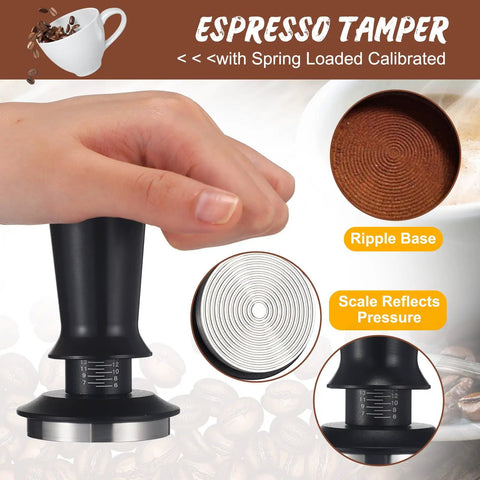 Professional 13 Piece Espresso Kit Featuring 51 Mm Tamper And Wdt Tool For Badass Shots with calibrated spring-loaded espresso tamper.