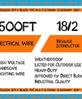 Image of 500 ft 18 Gauge 2 Conductor SPT 1 Black Wire for outdoor landscape lighting, suitable for direct burial.
