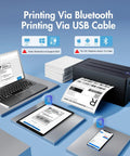 Bluetooth Thermal Shipping Label Printer For Small Biz - 4x6 Wireless Label Maker connected to laptop and devices printing