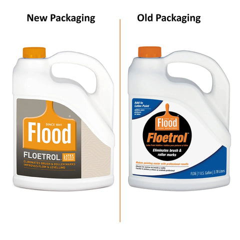 Comparison of new and old packaging of Floetrol Additive For Latex Paints And Primers, 1 Gallon, 128 Fl Oz