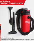 5 Gallon Wet Dry Vacuum With 5.5 Peak HP, Wall Mountable Shop Vacuum For Garage Car And Workshop with 18 Foot Hose Mounted