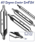Top Shelf 7 Piece Center Drill Bit Set With 60 Degree Premium Carbon Steel Points For Dead On Precision Lathes Metal Fab And Wood Turnery Solid Grip Tool Kit 1.0 To 5.0 Mm Sizing showing various 60° center drill bits labeled 30mm and 40mm.