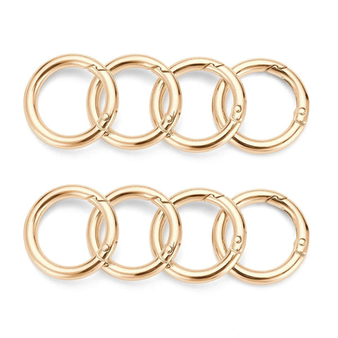 1 Inch Key Ring Clip Set, 8 Pack Round Carabiner Clips For Keys Bags Purses, Key Chain Hooks Replacement, Light Gold