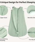 Cozy Six To Twelve Month Winter Sleep Sack With Two Point Five TOG One Hundred Percent Cotton Wearable Baby Blanket showing features