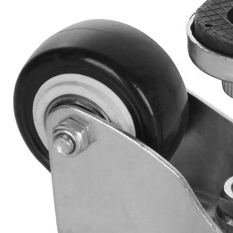2 Inch Leveling Plate Caster Wheels Set Of 4 With Adjustable Foot Pads Up To 520 Lbs Heavy Duty Industrial Casters Silent Swivel Zinc Plated Metal Rubber Wheels And Steel Brakes For Workbenches Furniture Carts And Transportation