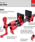 Three Quarter Inch Traditional Pipe Clamps For Woodworking And DIY Projects Incredibly Versatile And Easy To Assemble Workshop Clamp For Carpentry And Home Improvement The Go To Edge Gluing Clamp For Multi Piece Assemblies. Bessey PC34-2 pipe clamp