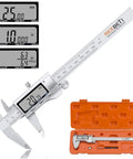 6 Inch Digital Caliper With Stainless Steel Polished Finish, Inch Millimeter And Fraction Readouts, Electronic Vernier Caliper