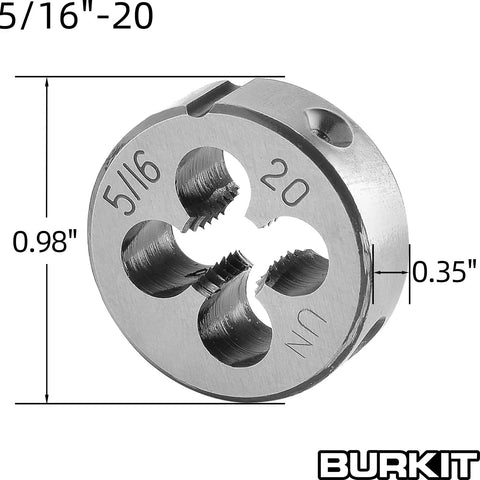 Pro Grade 5/16-20 UN Tap And Die Set For Right Hand Threads, Die 0.98 OD, Heavy Duty Machinist Kit, Straight Fluted, 20 TPI