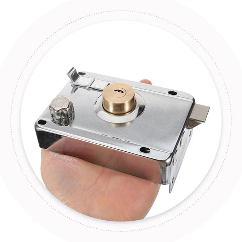 Premium Interior Door Deadbolt Lock Set in Stainless Steel Finish Heavy Duty Bedroom Door Security Kit shown in hand.