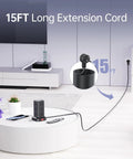 16 In 1 Tower Power Strip With USB Charging, 12 AC Outlets And 4 Smart USB Ports Including USB C, 15 Ft Long Power Hub For Home, Dorm, And Office, Overload Protection, Keeps Your Devices Powered And Organized. 15 ft cord shown in living room