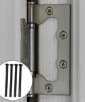 Black Door Hinge Pins 4 Pack 3 Point 5 Inch Replacement Pins For Home Office Kitchen And Interior Doors installed in hinge