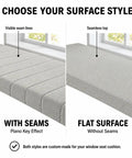 Choose your surface style for the Straight Up Solid Custom Size Hearth Cushion With Extra Thick Foam Padding for Baby Safe Fireplace Edge Protector and Non Slip Window Bench Seat Cover.