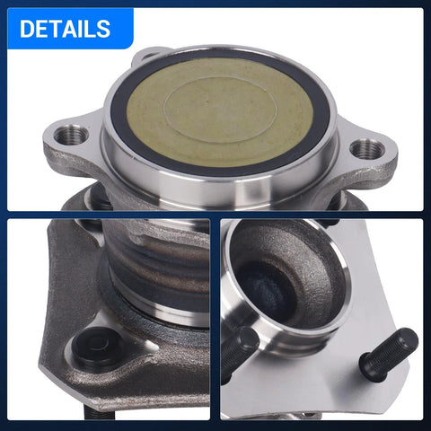 Details of rear wheel bearing and hub assembly for 2007 2012 Nissan Sentra L4 2.0L non ABS 4 lug, replacement with hub bearing