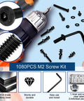 1080 Piece M2 Screw Kit With Eight Lengths M2x4mm, M2x6mm, M2x8mm, M2x10mm, M2x12mm, M2x16mm, M2x20mm, M2x25mm, 10.9 Grade Alloy Steel Hex Button Head Screws, Nuts, Washers And Wrenches For 3D Printing And DIY Projects