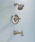 Linden 14 Series Tub And Shower Trim Kit With 5 Spray Touch Clean Shower Head In Stainless Finish T14494-SS, wall mounted
