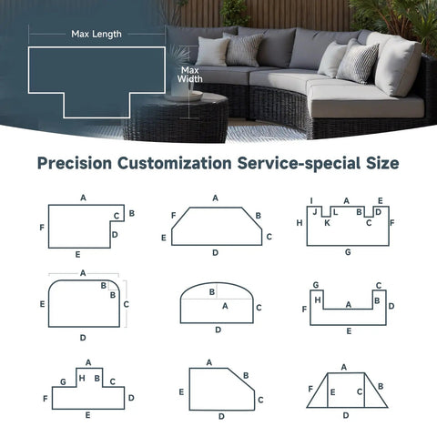Custom Bench Cushion For Indoor And Outdoor Benches And Window Seats With Premium 75D High Resilience Foam diagrams
