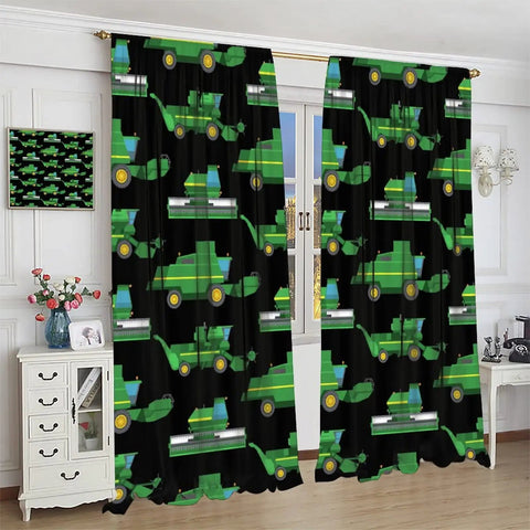 Farm Machinery Themed Window Curtains For Kids And Teens, Tractor And Combine Decor, Rod Pocket Curtain 42 By 54 Inch, Thirty Percent Blackout in boys bedroom with farm design