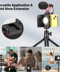 Grip Holder For Smartphone With Remote Shutter Tripod Mount And Removable Ring Light, shown with versatile applications.