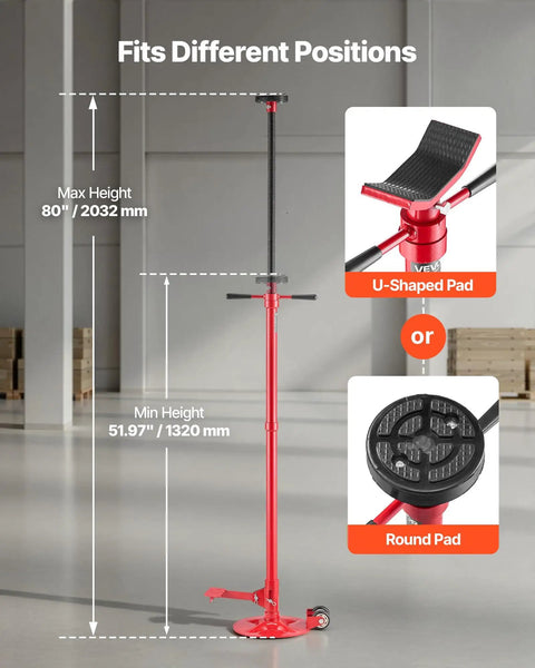 Heavy Duty Underhoist Stand For Vehicle Lifts, 1,653 lb capacity, adjustable height 51.97 to 80 inches, two wheels and pads