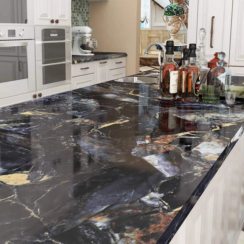 Marble Peel And Stick Wallpaper For Countertops And Surfaces DIY Friendly No Mess Install Waterproof Vinyl on kitchen counter