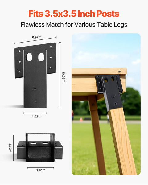Beefy Steel Deer Blind Elevator Brackets For Elevated Hunting Stands, 3.6x3.6 Inch Platform, Fits 3.5x3.5 Inch Lumber, 2204 Lb Capacity, Outdoor Deer Stand Blinds, Shooting Shack, 4 Pieces
