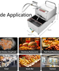 Commercial Mobile Fryer Oil Filter Cart With 65 Liter Tank And 550 Watt Motor built for fast food kitchens, shown with wide application.