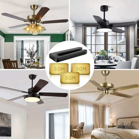 Ceiling Fan Balancing Kit With 20 Pieces And 5 High Calibration Blade Balance Tools, featuring ceiling fans in various rooms