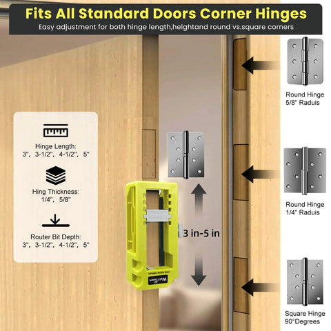 Door Hinge Jig and Mortiser Kit, Easy Install Router Template With Green Clamping Jig, Accurate Positioning for Standard Door Hinges