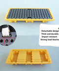 Heavy Duty 2 Drum Spill Containment Platform With Grating, Stackable Modular Spill Pallet, Outlet Ready, Yellow And Black Polyethylene Construction