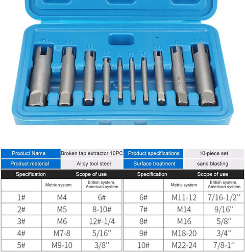 Heavy Duty 20 Piece Tap Extractor Set With 3 4 Flute Design For Removing Broken Taps And Stripped Screws Industrial Grade Steel Screw Remover Kit For Machinists And Mechanics in blue case