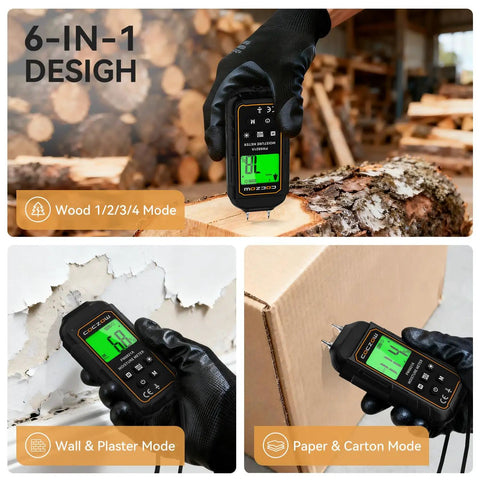 Handy Dual Probes Moisture Meter With Battery Included And Real Time LCD Display For Quick Accurate Readings In Wood Plywood Paper Plaster Walls And Floors, used on wood and wall surfaces