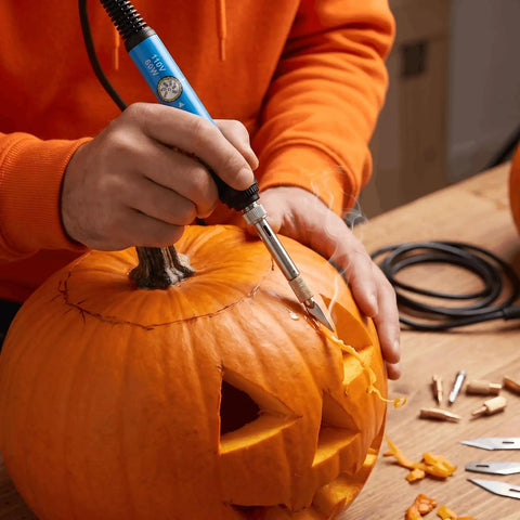 Awesome Acrylics Acrsikr Hot Knife Foam Cutter With Adjustable Temp Control used for pumpkin carving with heated blade.