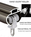 Double Curtain Rod Set Wall Mounted Heavy Duty Track With Silent Rollers, Sliding Drapery System For Windows, Gold Finish 1.8m, Ideal For Living Room Or Bedroom, Use Back Rod For Sheer Muslin And Front Rod For Blackout, silent roller track detail