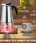 2 Cup Stovetop Espresso Maker In Stainless Steel Moka Pot For Home And On The Go Camping Italian Style Mocha Brew Pot Induction Compatible