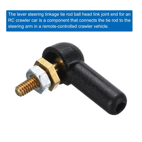 Lever Steering Linkage Ball Head Ends for RC Crawler Cars, M2 x 16mm Tie Rod Joints, Ball Joint End Connectors, 2mm Hole, 4mm Head Thickness, Durable Aluminum, Pack of 20, black RC steering link end