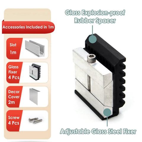 Adjustable Glass Steel Fixer with rubber spacer, designed for secure glass installation, compatible with pool fencing.
