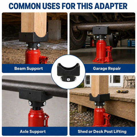 2-In-1 Bottle Jack Adapter Kit With A Beefy 12-Ton Steel Saddle For 4x4 Beams And Axle Tubes in various lifting scenarios