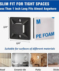 3/4 inch square adhesive mount from 50 Piece Adhesive Zip Tie Mount Kit for No Fuss Wire Management With Six Inch Ties and Holders