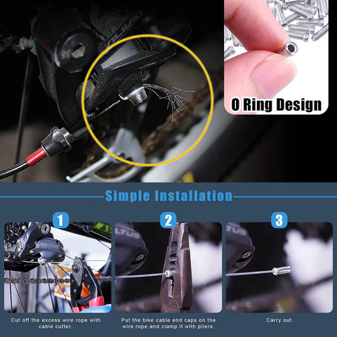 Installation process using DIY Ready Pro Grade Bicycle Repair Kit With 6 Brake Cables 6 Shift Cables 36 Silver End Caps.