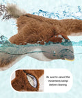 Motion Activated Plush Bird Toy For Indoor Cats With Realistic Sounds, Rechargeable Interactive Pet Toy That Auto Starts, Quiet Hands Free Playtime Buddy For Curious Cats And Busy Owners, brown plush bird with tail feather and battery pocket