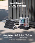 Solar Sliding Gate Opener System With 280W Motor That Powers Gates Up To 65.6 Ft And 1799 Lbs, includes solar panel and motor