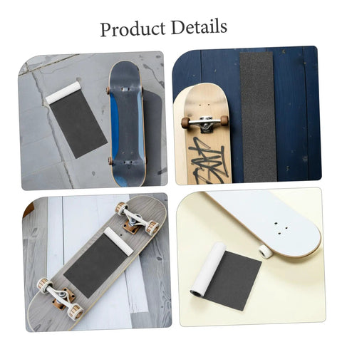 Two Pack Black Skateboard Grip Tape Sheets 33 Inch By 9 Inch Anti Skid Sandpaper For Skateboards And Kick Scooters High Traction Deck Grip For Longboards And Electric Scooters displayed on skateboards