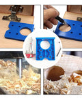 Pro Grade Forstner Drill Bit Set Thirty Five Millimeter Concealed Hinge Jig Kit in use for cabinet hinge installation