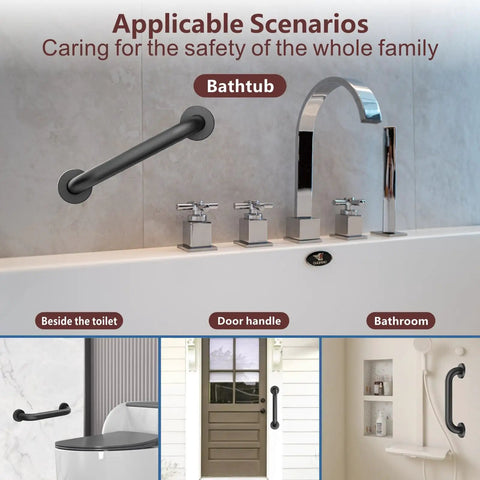 Tough As Nails Wall Mount Grab Bars 12 Inch 2 Pack In Matte Black 304 Stainless Steel Supports Up To 500 Lbs near bathtub and toilet